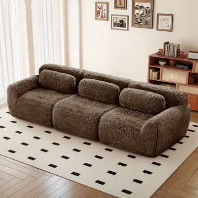 Modular Sectional Sofa Boneless Couch ,Plush Faux Fur with Anti-Slip Design Buckle Connection for Living Room Bedroom, No Assembly Required