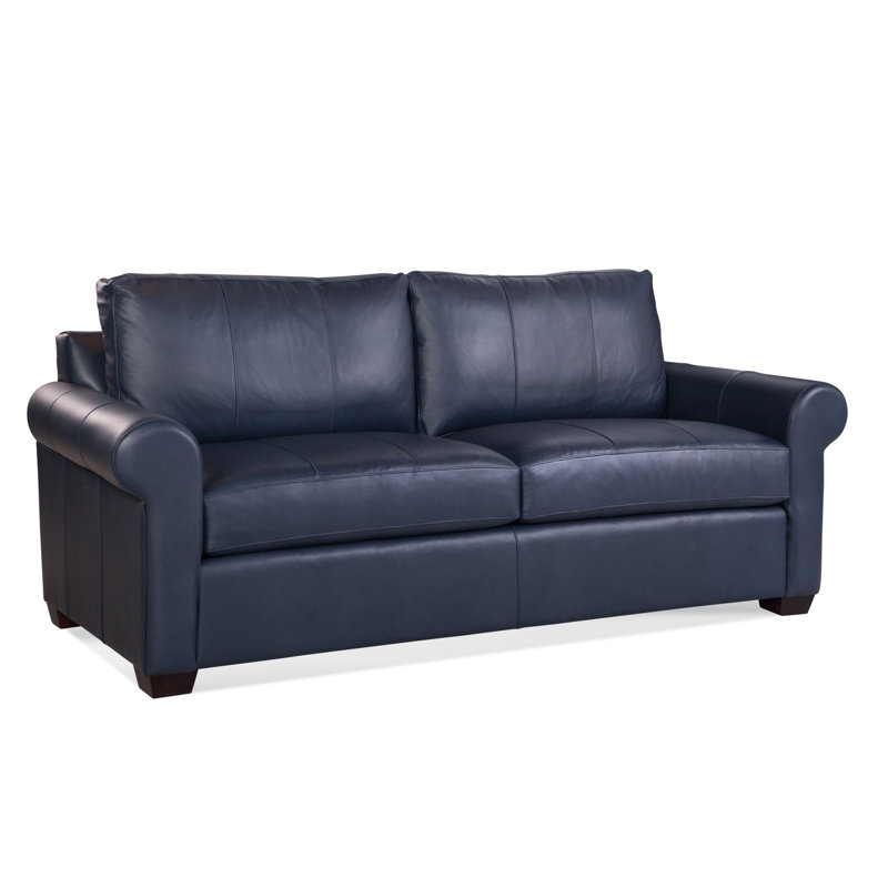 Bedford Leather 2 Over 2 Sofa, Luxtan Navy, Havana