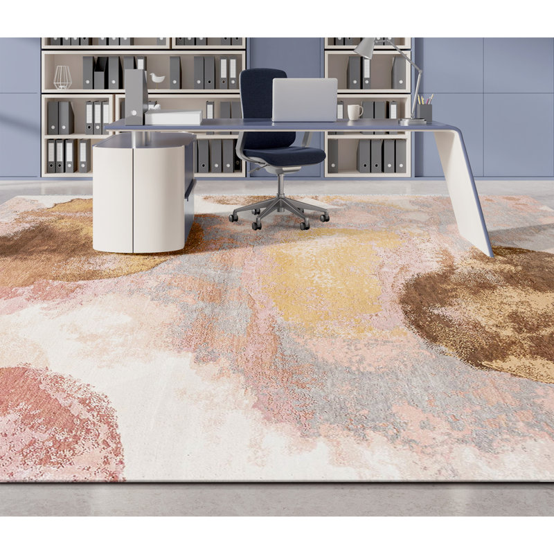 Hand Knotted Abstract Area Rug in Beige/Brown/Gray, Rectangle 8' x 10'