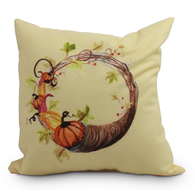 Harvest Outdoor Reversible Throw Pillow, 20" x 20", Light Yellow