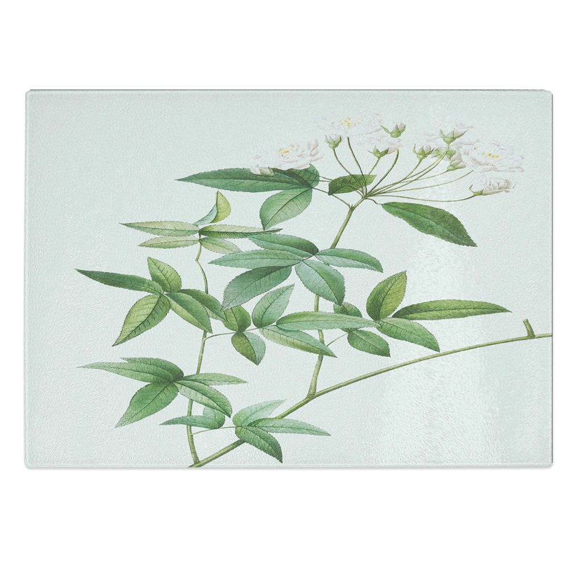 Glass Lady Bank's Rose in White by Pierre-Joseph Redoute Chopping Board, 28.5 cm W x 20 cm L