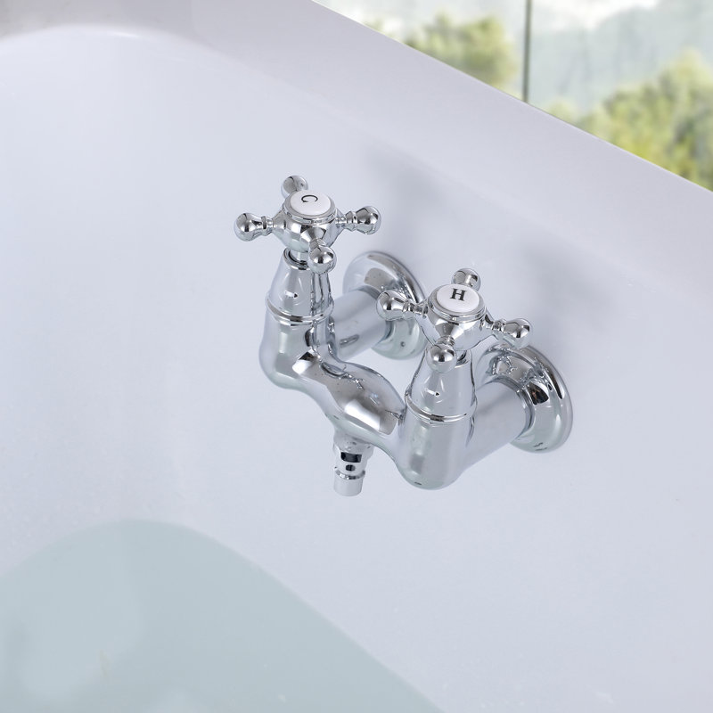 SUMERAIN High Flow Bathtub Faucet Wall Mount, Clawfoot Tub Faucet with Brass Rough-in Valve, Chrome