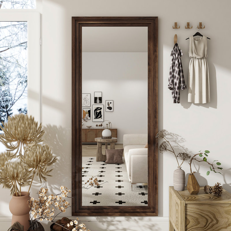 Arandip Solid Wood Full Length Mirror, 71" x 30", Brown