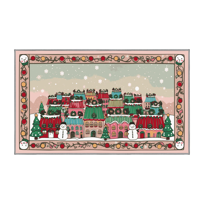 Tapis de Noël hiver lavable Ginza Six, Rectangulaire 2 pi x 3 pi