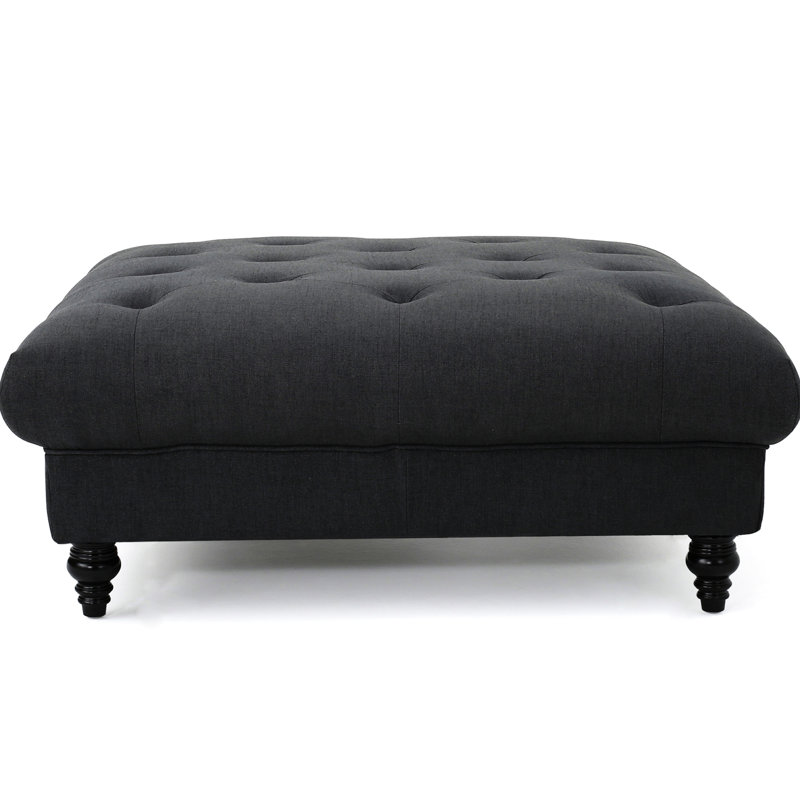 Kd - Polyvalent pour tout espace. Tissu gris foncé, capitonnage à boutons, revêtement en mélange de couleur unie, pieds en bouleau avec finition brune. 40,33 po x 17,27 po, option de sièges supplémentaires confortables à 100%,