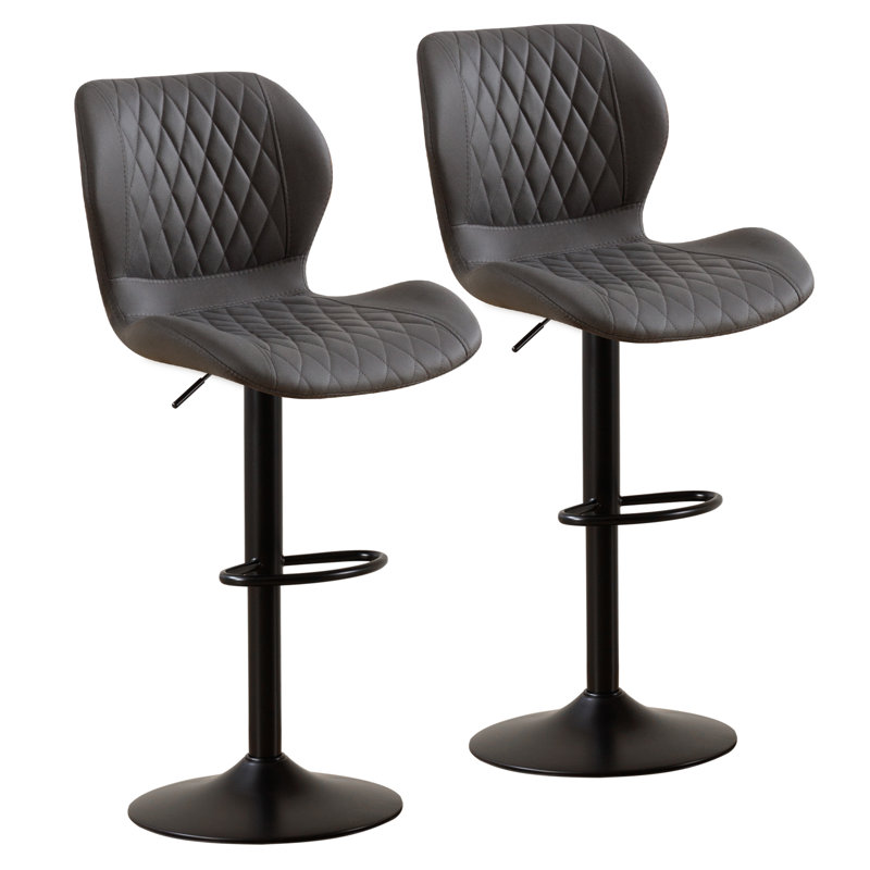 Adjustable Height Counter Stool with Metal Frame, Dark Grey