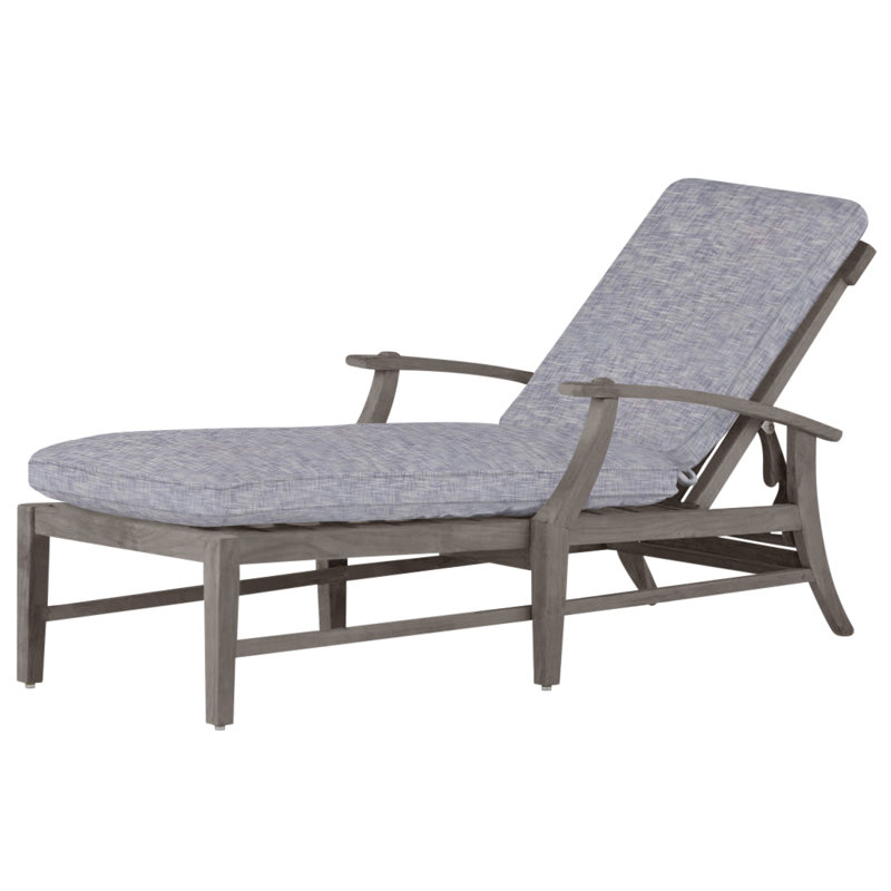 Croquet Teak Chaise Without Wheel - Oyster, Welt, Cabana Stripe Midnight, Oyster Teak