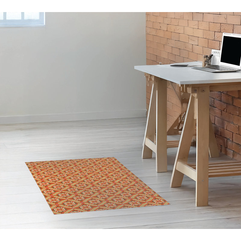 Tapis de chaise de bureau Eden, L 5 pi x L 3 pi, Orangeade