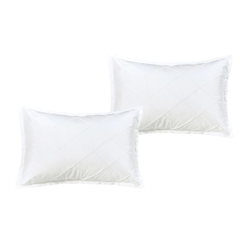7 Piece White Textured Geometric Boho Soft Bedding Comforter Set, Queen Comforter + 6 Additional Pieces Included