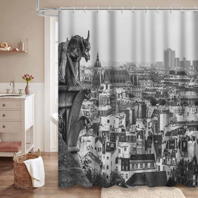 Rideau de douche cathédrale Paris Look avec 12 crochets