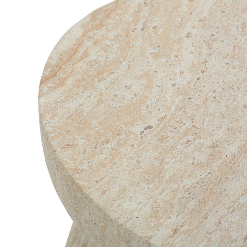 Kaiden Travertine Lightweight Concrete Side Table, Travertine