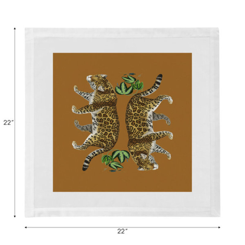 Leopard Seeing Double Cotton Blend Square Napkins, Safri