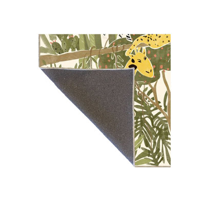 Green Themed Tree Monkey and Giraffe Patterned Creative Modern Decorative Rug
