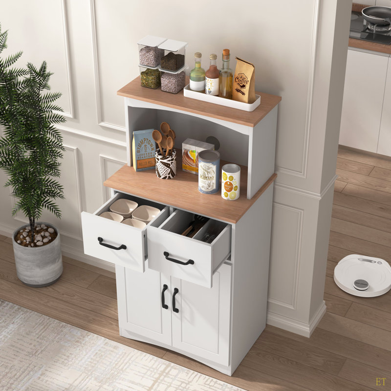 Armoire de cuisine en bois avec garde-manger et micro-ondes avec tiroir de rangement