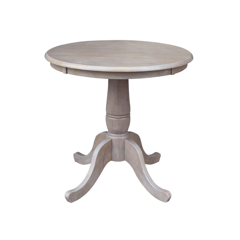Table de salle à manger à piédestal en bois massif, H 30 po x L 30 po x l 30 po, Taupe-gris délavé