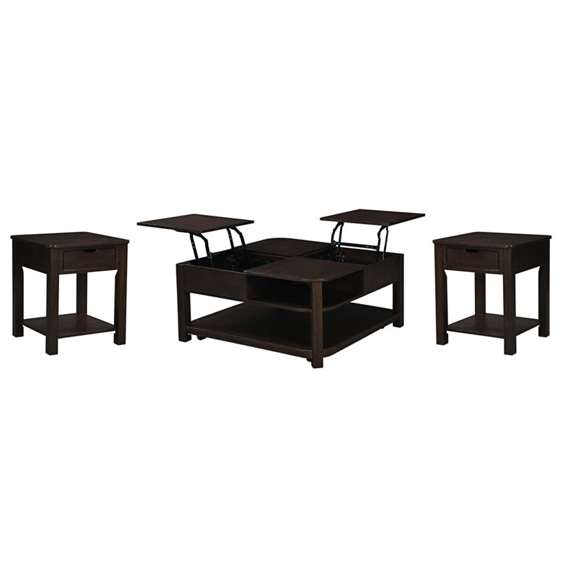 Ensemble de tables basses 2 pièces Jurrian, H 18 po x L 36 po x l 36 po, Brun foncé