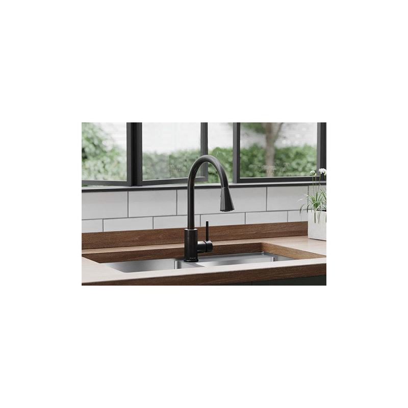 Robinet de cuisine à poignée simple Avado, Noir métallique