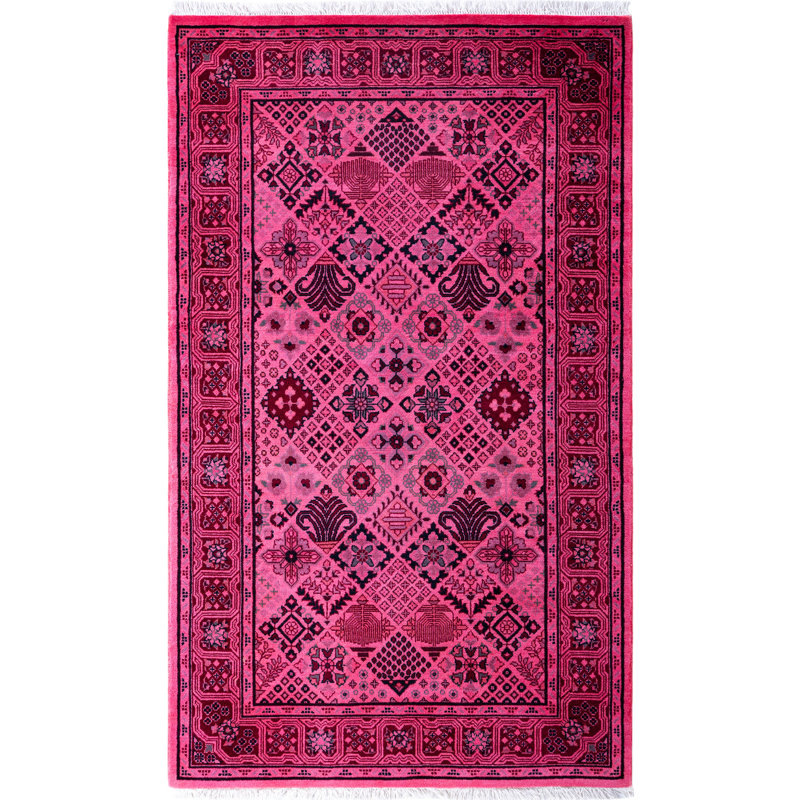 Overdyed Hand-Knotted Wool Modern-Contemporary Pink Area Rug 3' 2" x 5' 4"