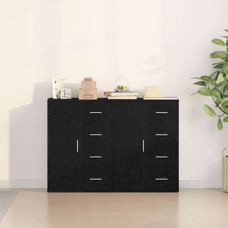 Sideboards 2 Pcs 60X31x84 Cm Engineered Wood, Black Oak