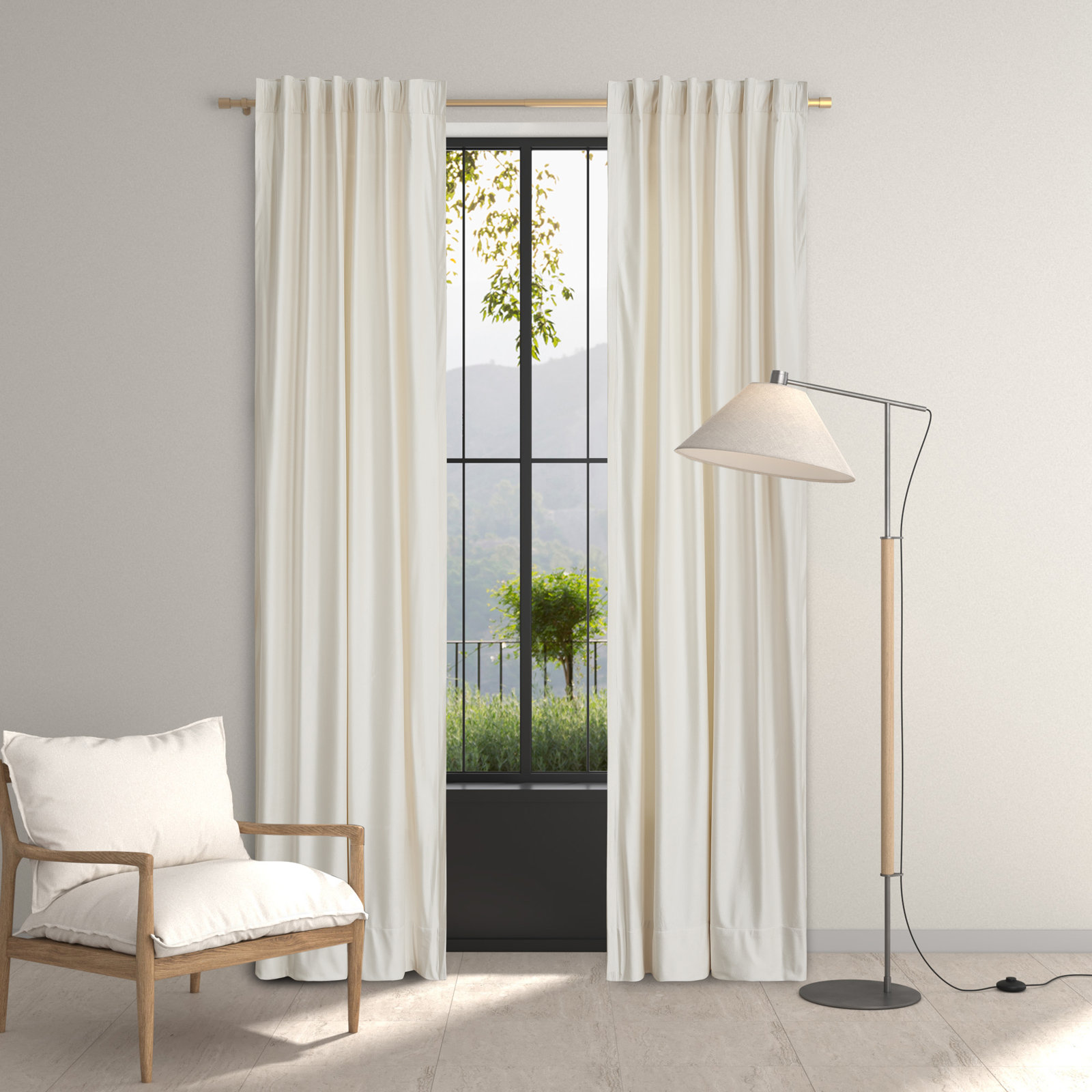Valletta Room Darkening Curtain Panel Set, Cream