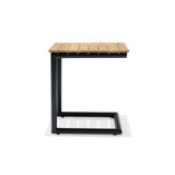 LifestyleGarden Moorea Aluminum and FSC Teak Outdoor Patio Coral Sand C-shape Side Table