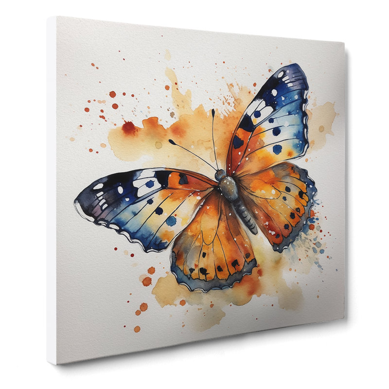 Butterfly Watercolour - Wrapped Canvas, 35cm H x 35cm W x 3cm D