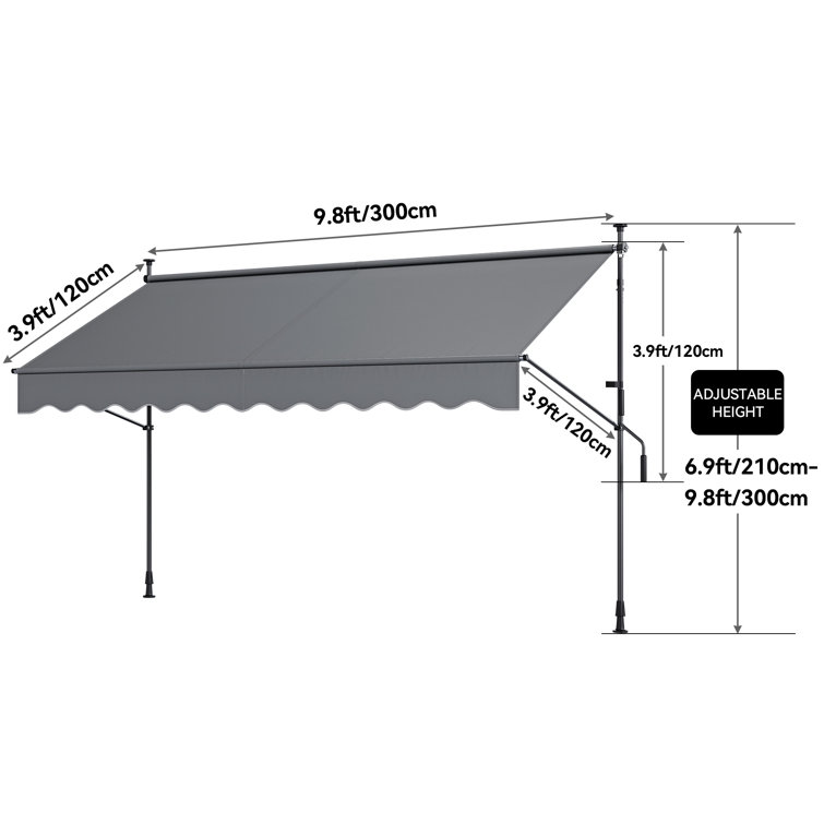 Edrosie Inc 118.1'' H Retractable Patio Awning Window Awning Door Awning