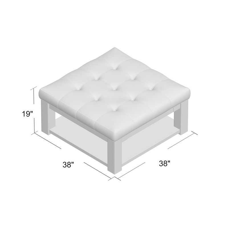Arthuro Upholstered Ottoman, Pewter Grey Linen, Espresso