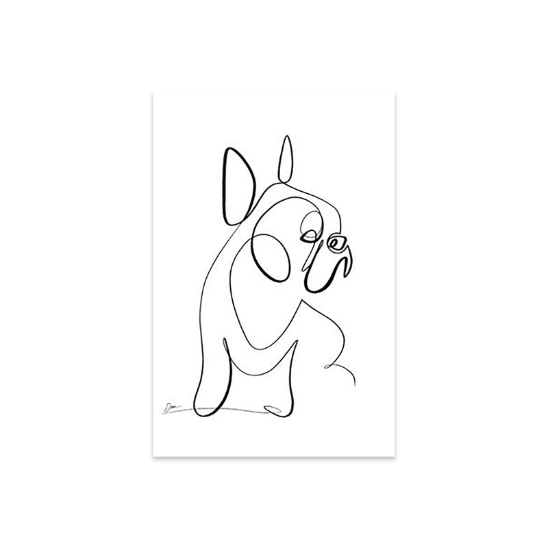 Bouledogue français avec une ligne par Dane Khy - impression non encadrée, H 24 po x l 16 po x P 0,25 po