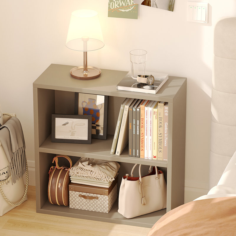 2-Tier Bookshelf Storage Shelves, 23.7 Inch Open Shelf Bookcase, Floor Standing Unit Wooden Bookcase Storage Organizer,Retro