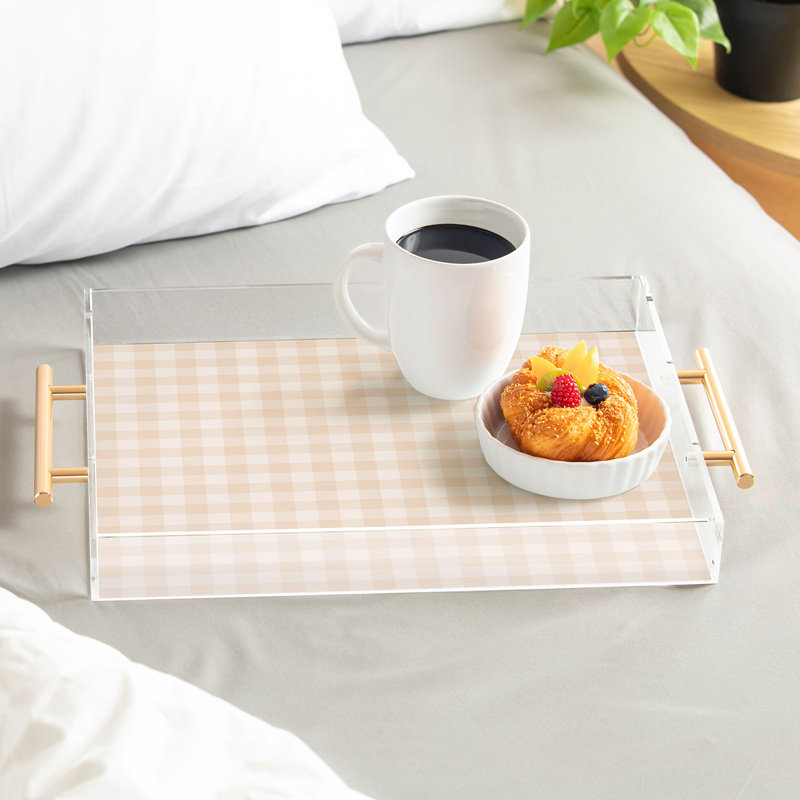 Cassidy Rae Marietta Swiss Cross Remix Acrylic Tray, Beige, Gingham