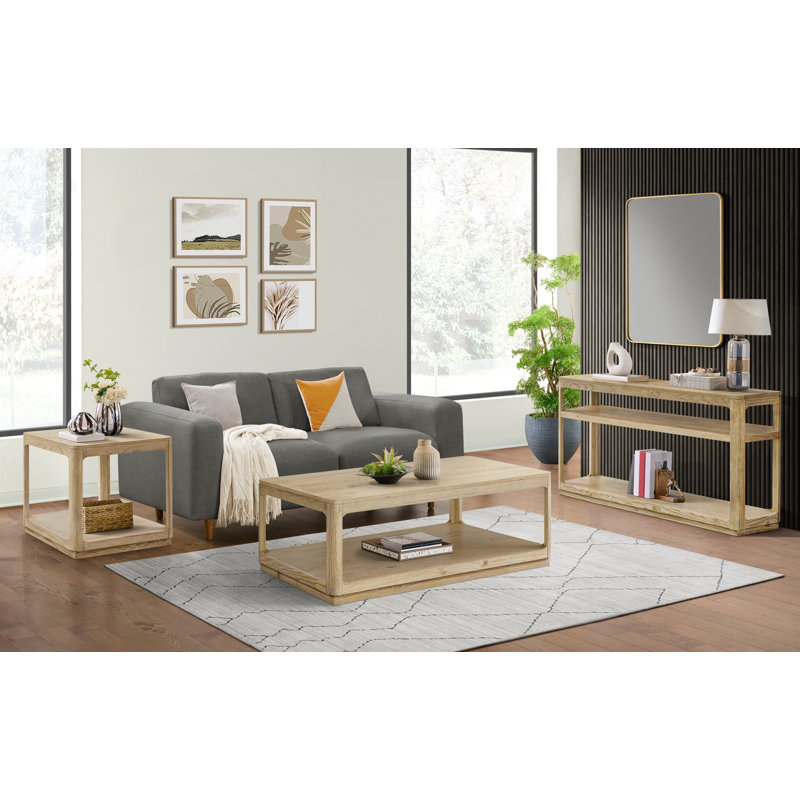 Console de canapé en bois Mariet avec tablettes