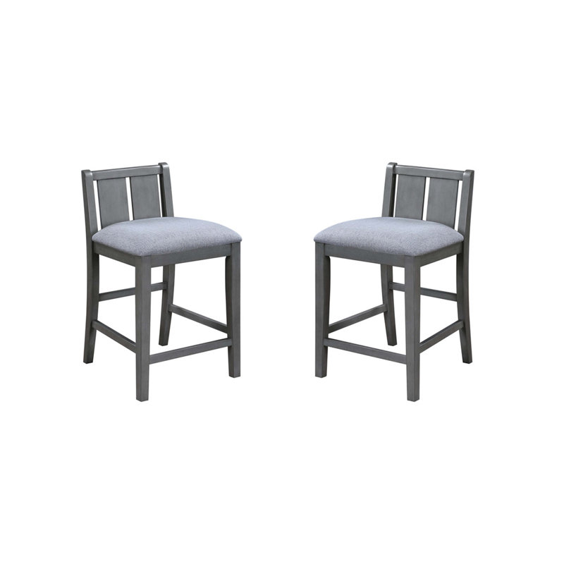 Gregorio Set of 2 Upholstered Seat 20"W Counter Height Chair, Light Gray