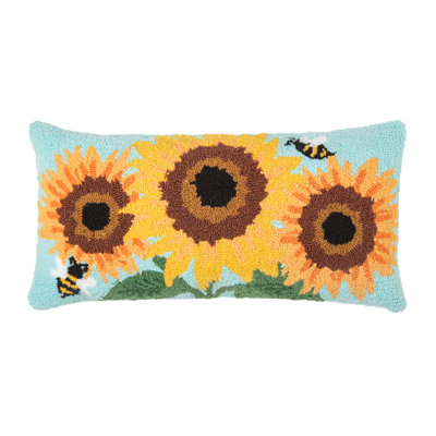 Alloush Sunflower Trio Hooked Pillow