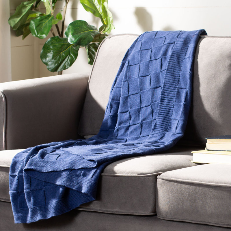 Marine Blue Cotton Racer Throw Blanket