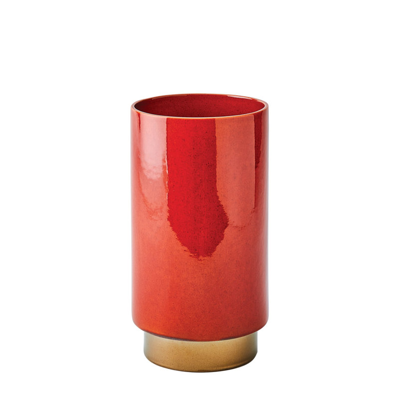Rolo Vase-Sm, Red, Overall Height-  13"