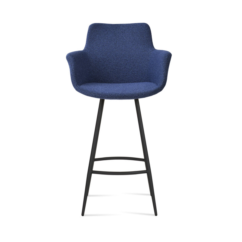 Tabouret de bar et de comptoir Bottega Galata, Tabouret de comptoir (siège d'une hauteur de 24 p, Noir, Bleu