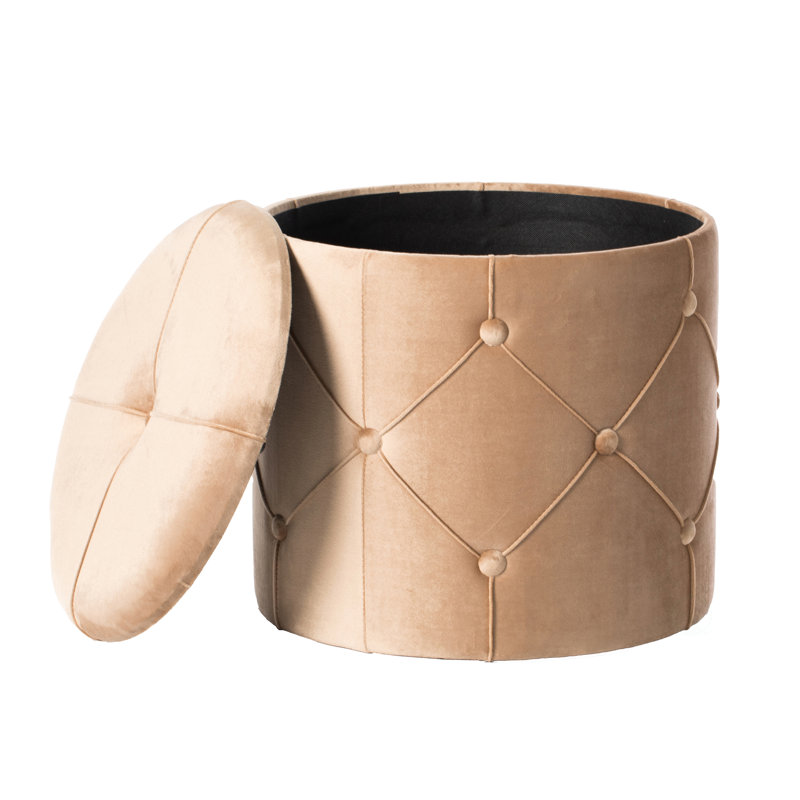 Hanes Velvet Ottoman, Beige Velvet
