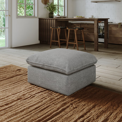 19.5" Dark Gray Square Footstool Ottoman Down Filled