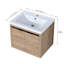 Meuble-lavabo mural pour salle de bain - Poignée en métal imitation chêne-287191716