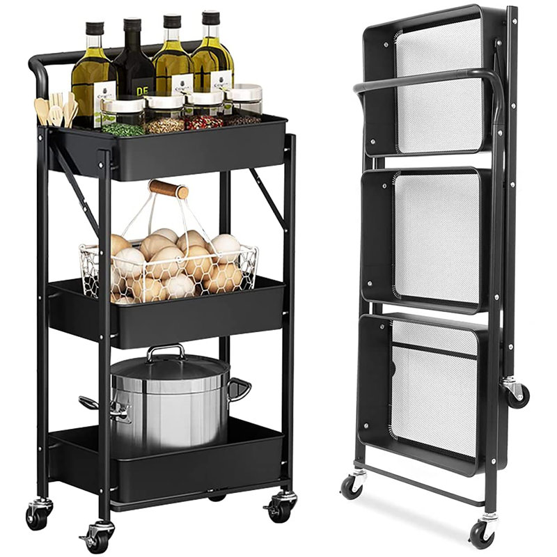 Longino 89.5cm H x 44cm W Utility Cart with Wheels, Black