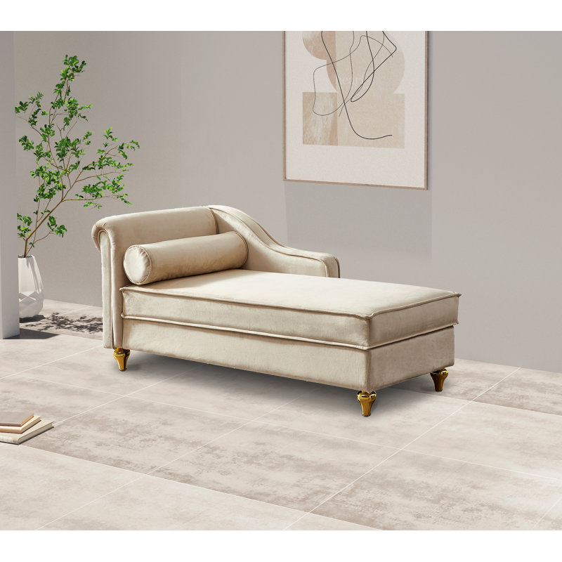 Chaise longue rembourrée Garrad, Beige