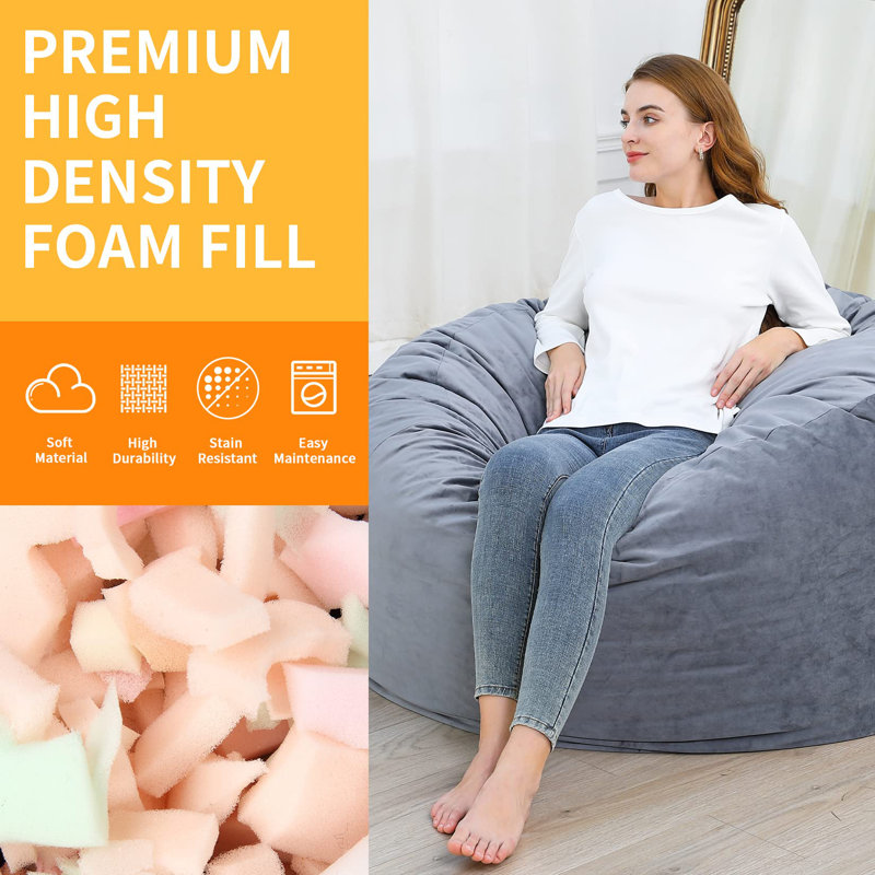 Velvet Bean Bag, Gray Velvet