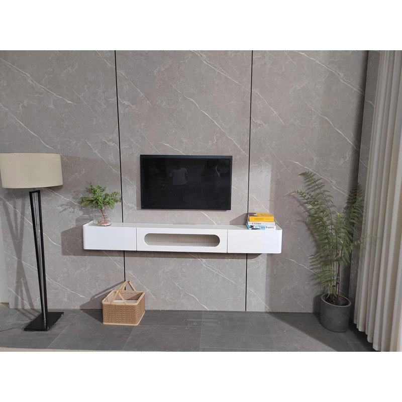 Meuble télé 70 po, mural, entièrement assemblé, pour téléviseur de 75 po ou moins, ultrabrillant