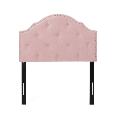 Twin Size Headboard In Blush, Illustrating Gorgeous Button Diamond Stitch And Charming Nailhead Trim With Elegant Stylish Accents Blush