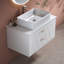 Meuble-lavabo flottant de 31,5 po avec lavabo en céramique, bois massif, tiroirs à losanges, poignées en or rose pour petit lavabo et rangement contemporain - poignées, élégance