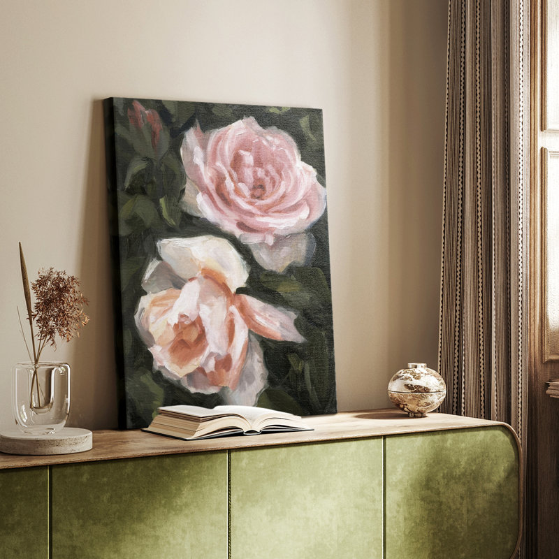 Roses Peachy II - galerie Cavas sur mesure, H 18 po x l 12 po
