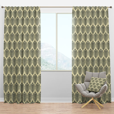 Panneau de rideau simple semi-diaphane avec passe-tringle Mid-Century Design III