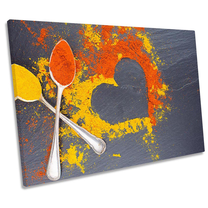 Heart Orange Kitchen Spices - Wrapped Canvas Print, 91.4cm H x 137.2cm W x 4cm D