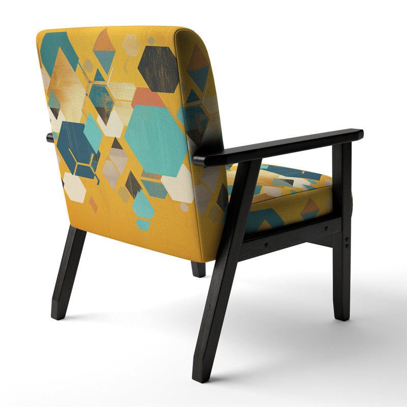 Fauteuil d'appoint rembourré Geometric Hexagons, Mélange de polyester jaune